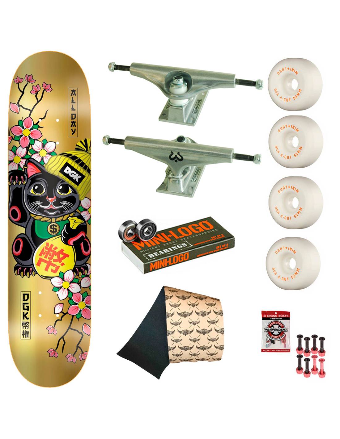 Comprar skate 8″ DGK ilustración gato de la suerte japones Golden Luck