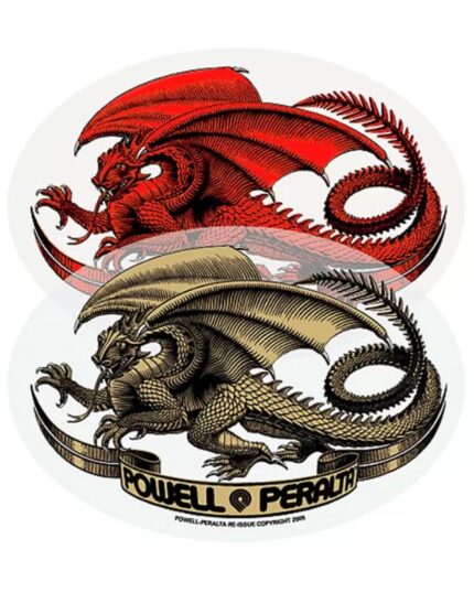Pegatina Powell Peralta Oval Dragon Red And Gold 8 Cm