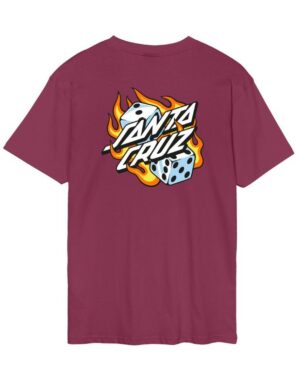 Camiseta Santa Cruz Flaming Dice Dot Chest Burgundy