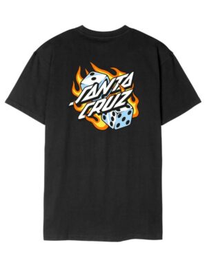 Camiseta Santa Cruz Flaming Dice Dot Chest Negra