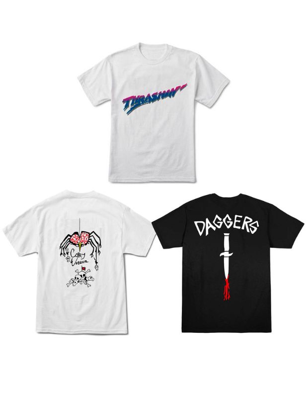 Pack 3 Camisetas Thrashin La Esencia del Skate Ochentero Monark Supply 59,90 € Camisetas thrashin corey webster daggers