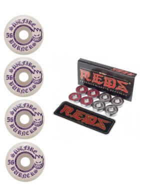 Pack Ruedas Spitfire 56mm 99A Burner + Rodamientos Reds Bones
