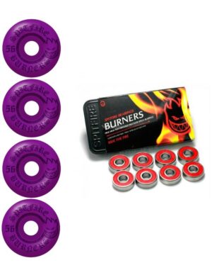 Ruedas Spitfire 56mm 99A Burner Moradas+ Rolamentos Spitfire Burner Pack