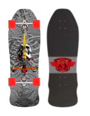 Skate Completo Old School Powell Peralta Geegah Skull and Sword Silver 9.75
